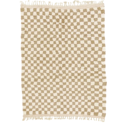 Handmade Beni Ourain Moroccan Rug with traditional geometric pattern